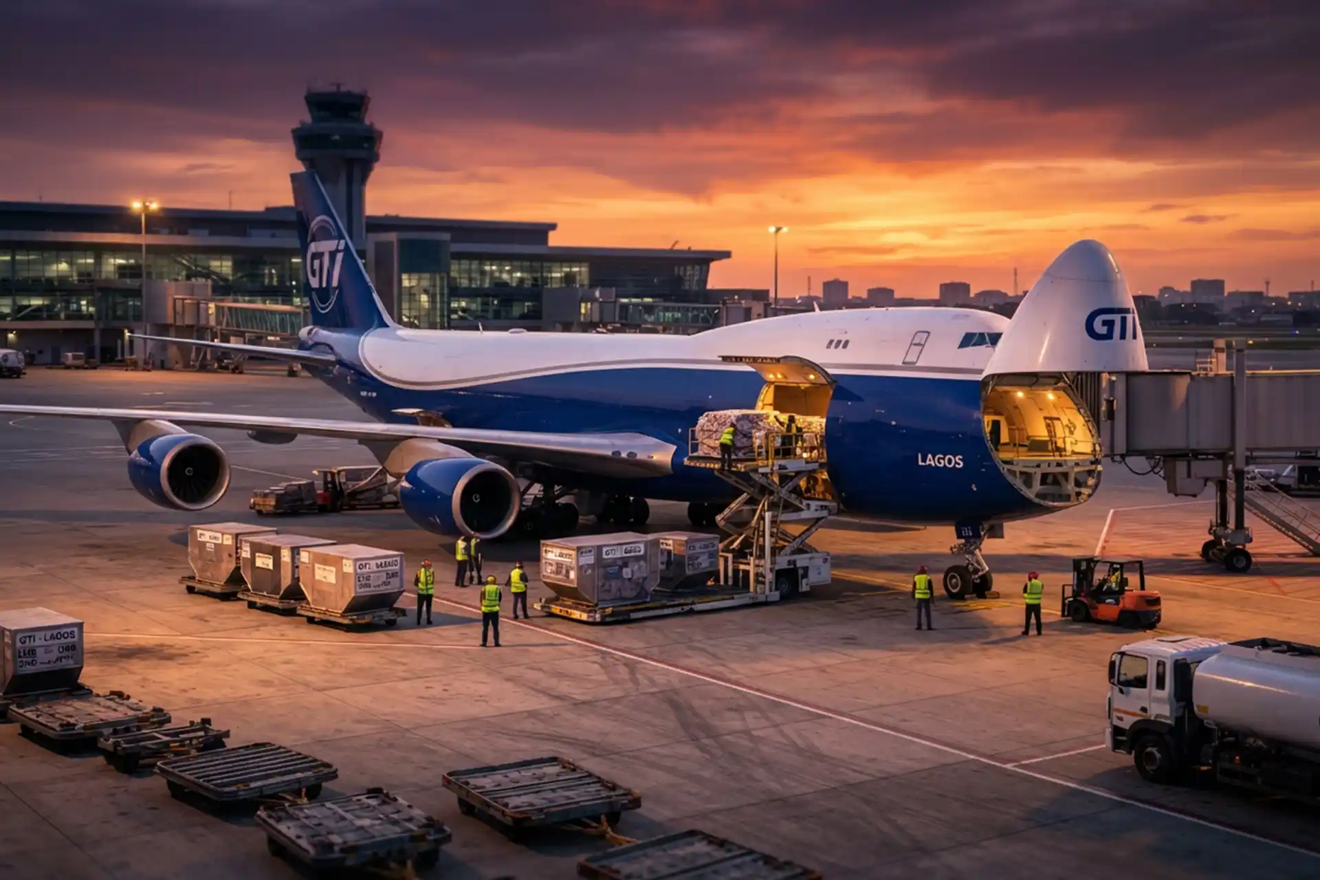 Reliable air cargo shipping from Nigeria to global destinations featuring a modern cargo plane